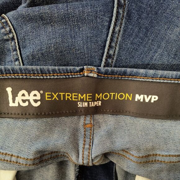 Lee Extreme Motion MVP Slim Taper Jeans Men’s 38x32 Blue Stretch Denim - Picture 5 of 5